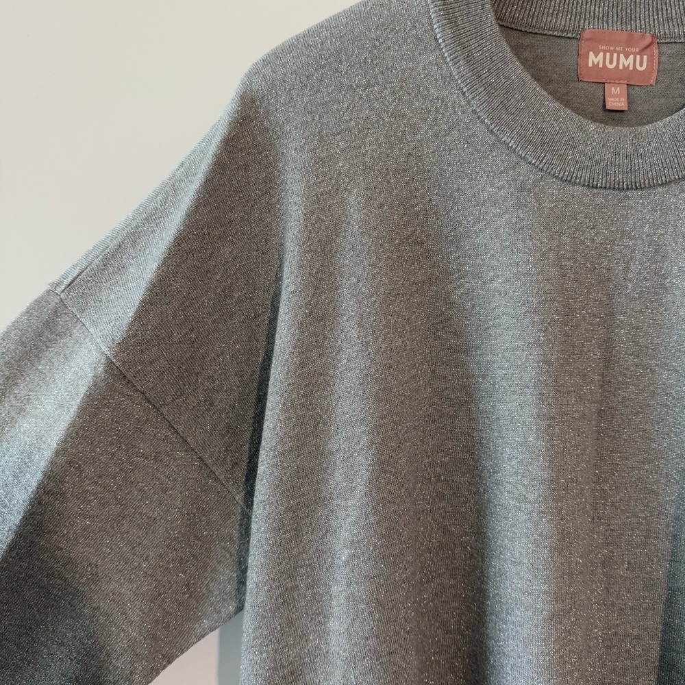 Show Me Your MuMu • Classic Silver Metallic Knit Crewneck Sweater - Picture 4 of 9